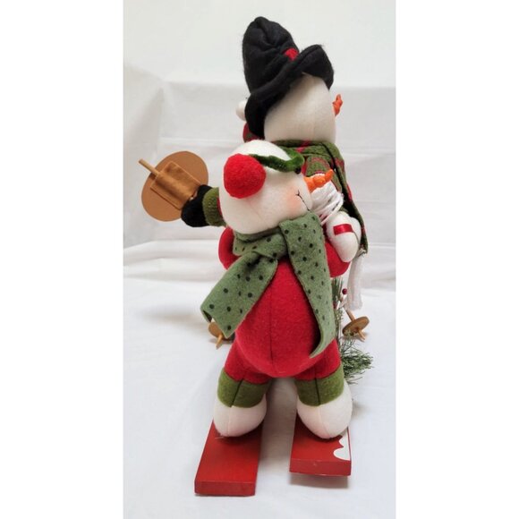 Whimsical Snowman Family Skiing Christmas Decor Approximately 14.5" Long - Picture 5 of 9